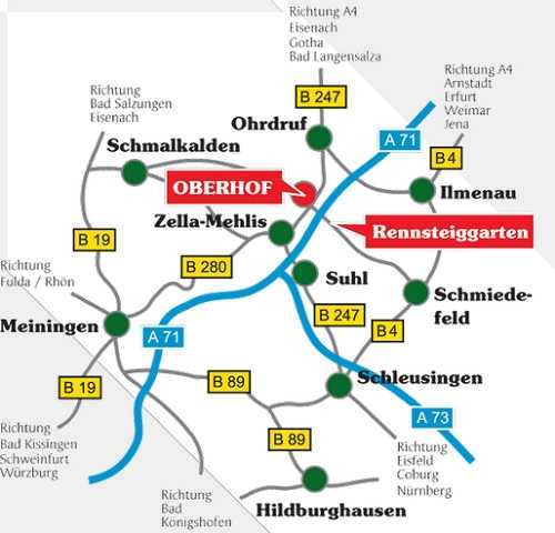 Оберхоф на карте Германии