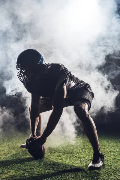 Silhouette Athletic American Football Player Star Position White Smoke — стоковое фото