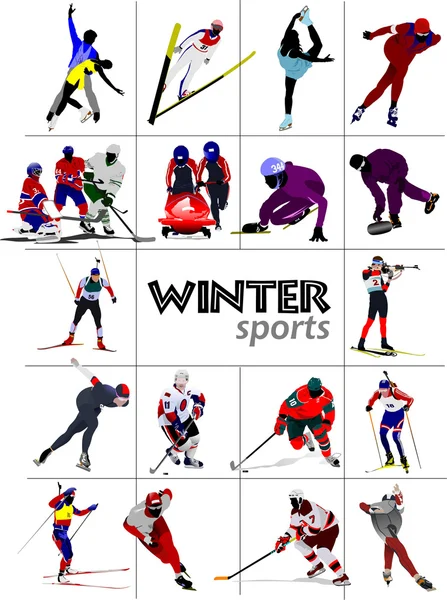 Большой набор зимних видов спорта иллюстрации — стоковое фото