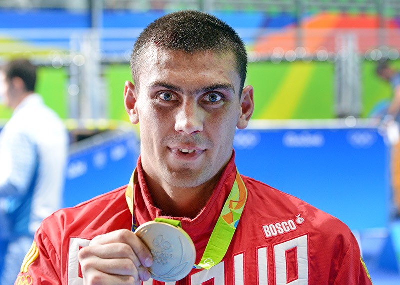 Евгений Тищенко (Россия), завоевавший золотую медаль на соревнованиях по боксу среди мужчин в весовой категории до 91 кг