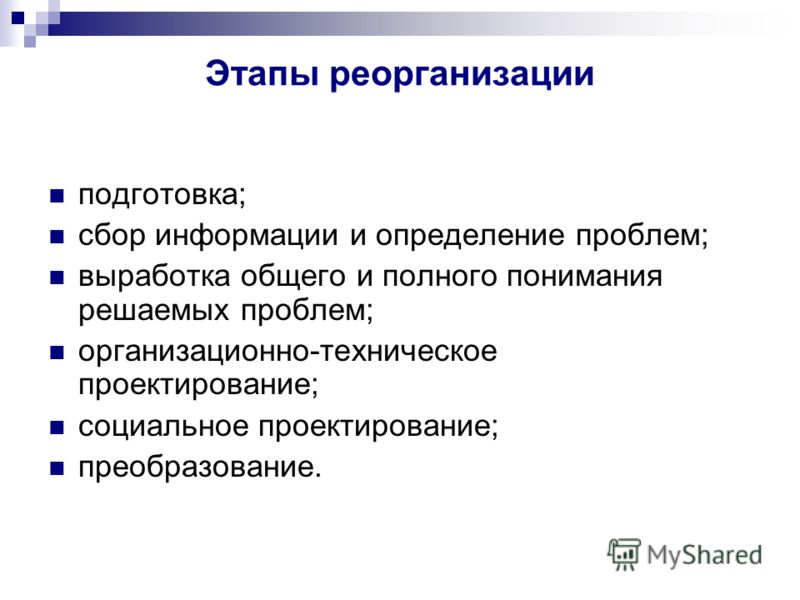 Что такое реорганизация банка. Этапы реорганизации. Стадии реорганизация предприятия.. Этап процедуры реорганизации. Этапы реорганизации юридического лица.