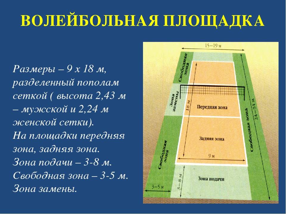 Волейбольная площадка с размерами схема