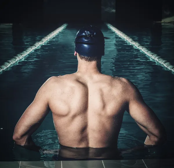 Мускулистые пловец в бассейне — стоковое фото