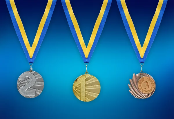Золото, серебряные и бронзовые медали — стоковое фото
