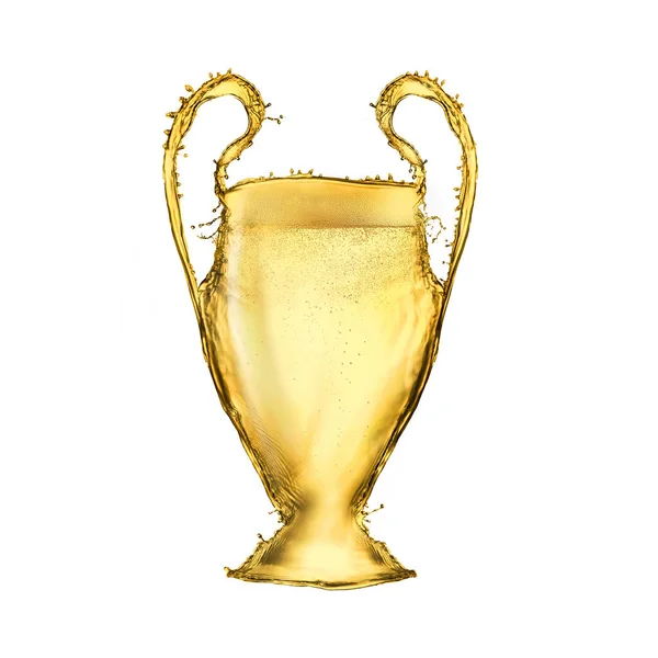Желтый Футболу Пива Изолированные Белом Фоне Кубок Символ Эмблема Лиги — стоковое фото
