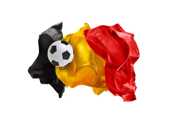 Национальный флаг Бельгии. Чемпионат мира по футболу. Россия 2018 — стоковое фото
