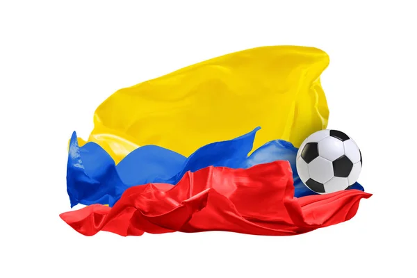 Национальный флаг Колумбии. Чемпионат мира по футболу. Россия 2018 — стоковое фото