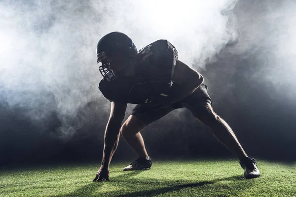 Silhouette American Football Player Star Position White Smoke — стоковое фото