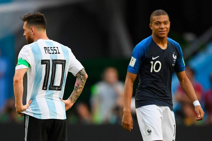 Месси и Мбаппе на матче Франция - Аргентина