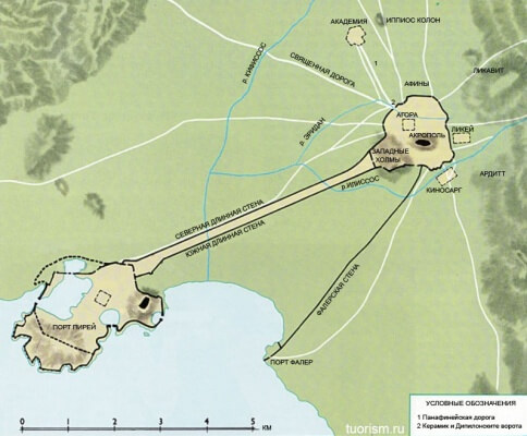 Карта древних Афин