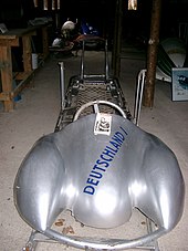 metallic sled with the word Deutschland 1 emblazoned on the front